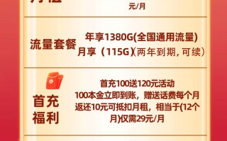联通晴天卡 29元月 115G通用+100分钟