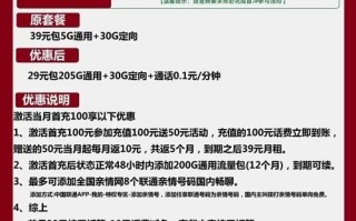 联通冬日卡29元包205G通用+30G定向